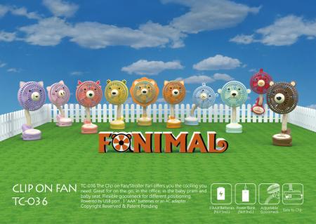 Fanimal clip-on stroller fan - assorted animal designs