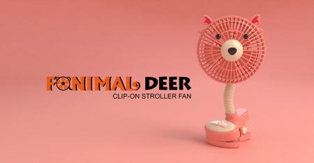 Fanimal (Deer) Clip-on Stroller Fan USB/Battery Powered - Fanimal (Deer) Clip-on Stroller Fan USB/Battery Powered TC-036DR