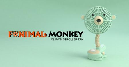 Fanimal (Monkey) Clip-on Stroller Fan USB/Battery Powered - Fanimal (Monkey) Clip-on Stroller Fan USB/Battery Powered TC-036MY