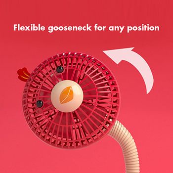 Flexible gooseneck and enclosed case of the fan