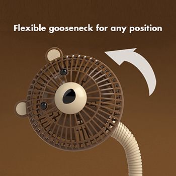 Flexible gooseneck and enclosed case of the fan