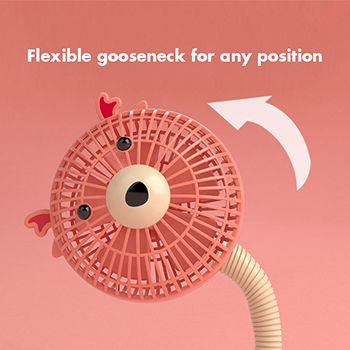 Flexible gooseneck and enclosed case of the fan