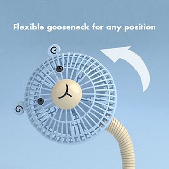 Flexible gooseneck and enclosed case of the fan