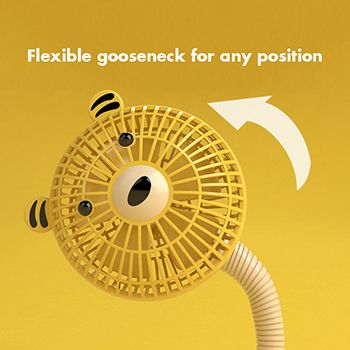 Flexible gooseneck and enclosed case of the fan